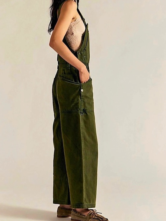 Free People Pants - Free People - We the Free - Just in Time Overalls - Army Green S NWT